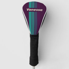 Retro Paarse Regenboog Pin Strepen met Naam Golfheadcover