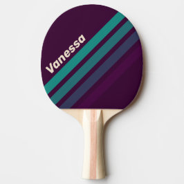 Retro Paarse Regenboog Schuin Strepen met Naam Tafeltennisbatje