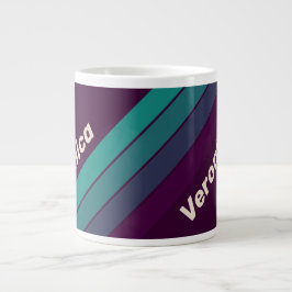 Retro Paarse Regenboog Strepen met Naam Grote Koffiekop