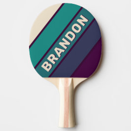 Retro Paarse Regenboog Vet met Naam Tafeltennisbatje