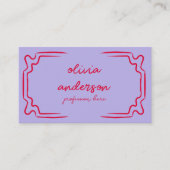 Retro Paarse rode handgeschreven getekende unieke  Visitekaartje (Voorkant)