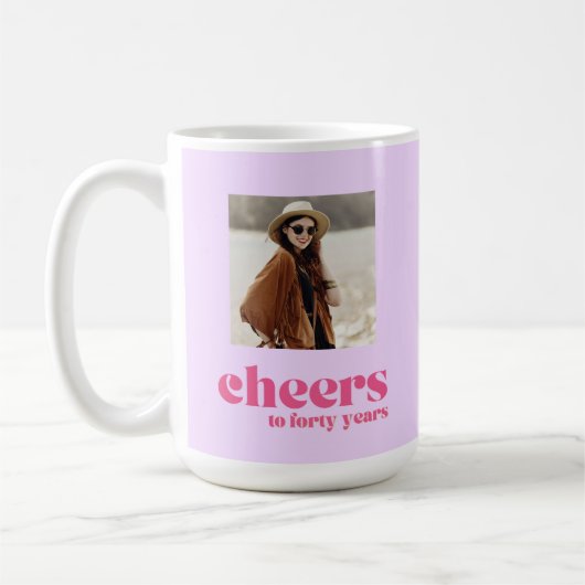 Retro Paarse & Roze, 40e verjaardag Koffiemok (Links)