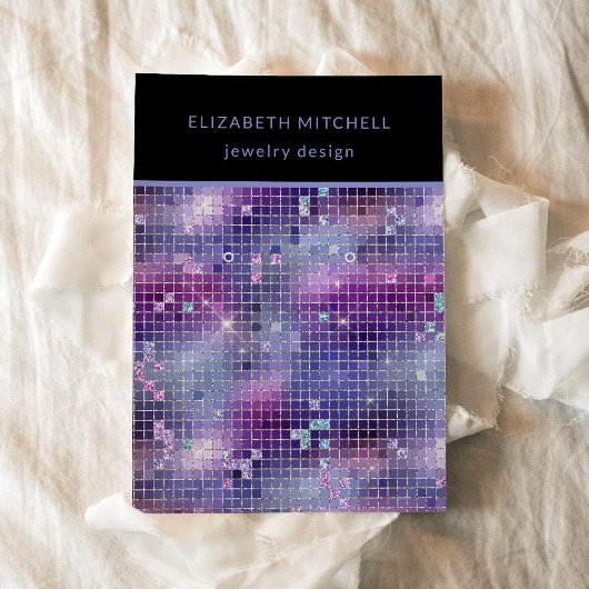 Retro Paarse Roze Blauwe Disco Oorbel Display Kaar Visitekaartje