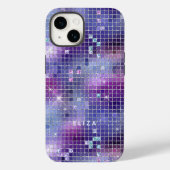 Retro Paarse Roze en Blauwe Disco Spiegel | Monogr Case-Mate iPhone Case (Achterkant)