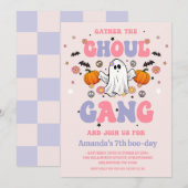 Retro Paarse Roze Ghoul Gang Halloween Verjaardag Kaart (Voorkant / Achterkant)