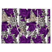 Retro, paarse rozen groot cadeauzakje (Achterkant)