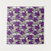 Retro, paarse rozen wandkleed (Voorkant (horizontaal))