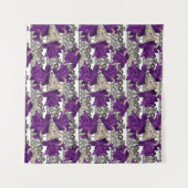 Retro, paarse rozen wandkleed (Voorkant)