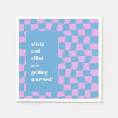 Retro Paarse Schachbrett Aangepaste Koppels Bruids Servet (Voorkant)