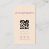 Retro Paarse Sinaasappel QR Code Groovy Floral Boh Visitekaartje (Achterkant)