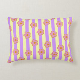 Retro  Paarse streep bloemmotief Accent Kussen