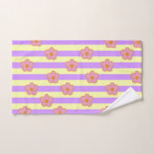 Retro Paarse streep bloemmotief Bad Handdoek (Handdoek)