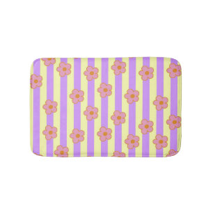 Retro Paarse streep bloemmotief Badmat