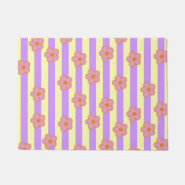 Retro  Paarse streep bloemmotief Deurmat