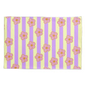 Retro  Paarse streep bloemmotief Kussensloop (Achterkant)