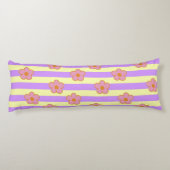 Retro  Paarse streep bloemmotief Lichaamskussen (Achterkant)