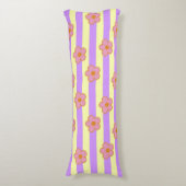 Retro  Paarse streep bloemmotief Lichaamskussen (Voorkant Verticaal)