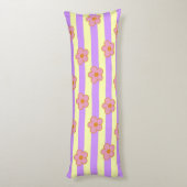 Retro  Paarse streep bloemmotief Lichaamskussen (Achterkant (Verticaal))