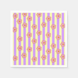 Retro  Paarse streep bloemmotief Servet