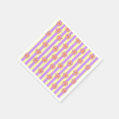 Retro Paarse streep bloemmotief Servet (Hoek)