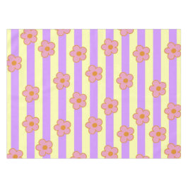 Retro  Paarse streep bloemmotief Tafelkleed