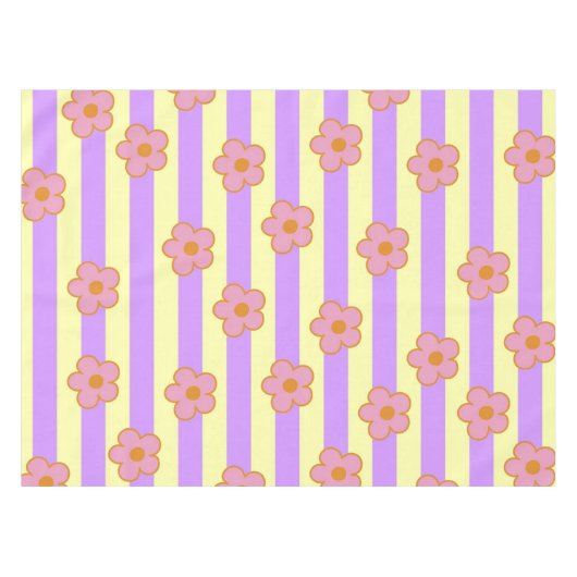 Retro  Paarse streep bloemmotief Tafelkleed (Voorkant (Horizontaal))