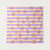 Retro  Paarse streep bloemmotief Wandkleed (Voorkant (horizontaal))