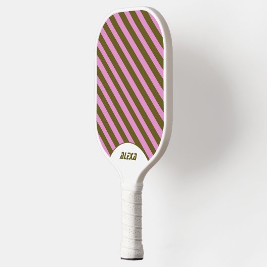 Retro Paarse Stripe 70s Geïnspireerd Spring Pickleball Paddle (Links)