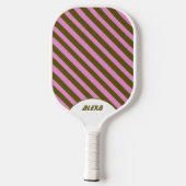 Retro Paarse Stripe 70s Geïnspireerd Spring Pickleball Paddle (Achterkant)