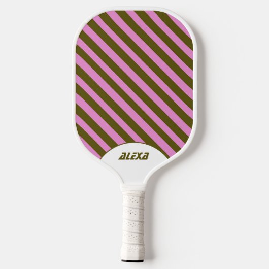 Retro Paarse Stripe 70s Geïnspireerd Spring Pickleball Paddle (Achterkant)