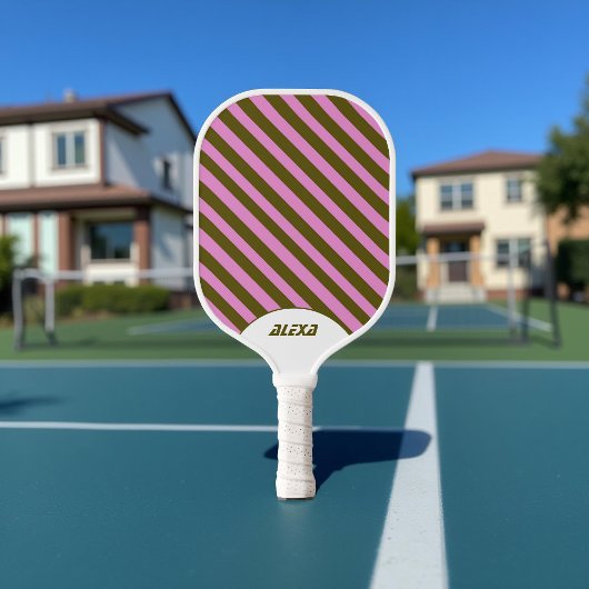 Retro Paarse Stripe 70s Geïnspireerd Spring Pickleball Paddle