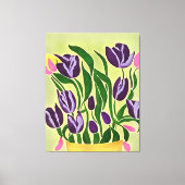Retro Paarse Tulips Abstracte kunst Canvas Afdruk (Voorkant)