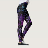 Retro Paarse Turquoise Floral Batik Leggings (Rechts)