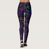 Retro Paarse Turquoise Floral Batik Leggings (Achterkant)