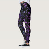Retro Paarse Turquoise Floral Batik Leggings (Links)