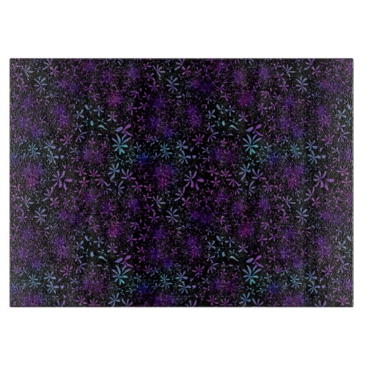 Retro Paarse Turquoise Floral Batik Snijplank (Voorkant)