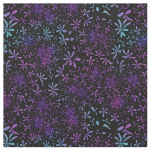 Retro Paarse Turquoise Floral Batik Stof