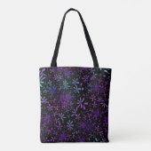 Retro Paarse Turquoise Floral Batik Tote Bag (Achterkant)