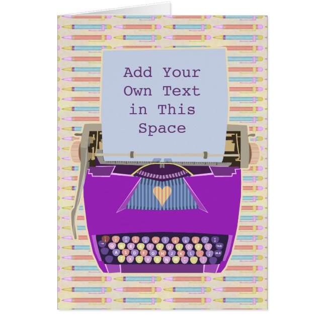 Retro Paarse typemachine Mid-Century Moderne Aange (Voorkant)