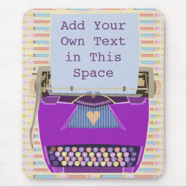 Retro Paarse typemachine Mid-Century Moderne Aange Muismat