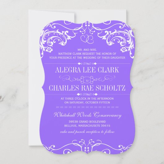 Retro Paarse  typografie Kaart (Voorkant)