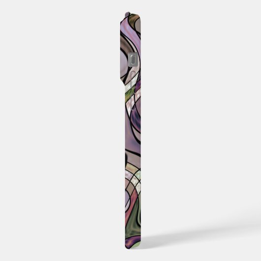 Retro Paarse Violet Grijs Zwart Mozaïek Kunstpatro iPhone Hoesje (Linkerkant)