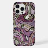 Retro Paarse Violet Grijs Zwart Mozaïek Kunstpatro iPhone Hoesje (Achterkant)