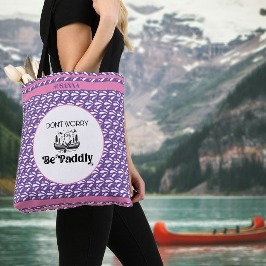 Retro Paarse waterpatroon kano otter aangepaste na Tote Bag
