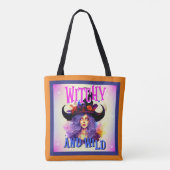 Retro Paarse Witchy _ Halloween Tote Bag (Achterkant)