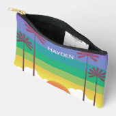 Retro Paarse Zonsondergang Palmboom Kunst Persoonl Etui (Open)