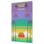 Retro Paarse Zonsondergang Palmboom Kunst Persoonl Klembord (Links)