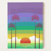 Retro Paarse Zonsondergang Palmboom Kunst Persoonl Planner (Achterkant)