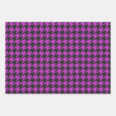 Retro Paarse zwarte houndstooth controlepatroon Inpakpapier Vel (Voorkant 3)
