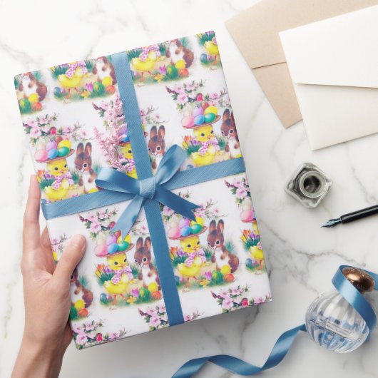 retro  paasbakje cadeaupapier (Geschenken)